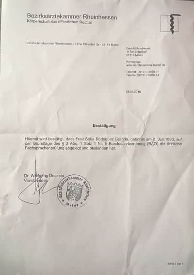 Fachspracheprüfung Sofia Rodriguez