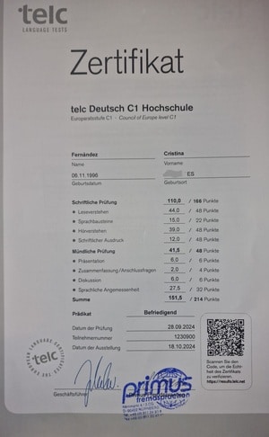 Nueva reseña.Telc C1 aprobado 2 https://profesornativodealeman.com/wp-content/uploads/2024/11/badge-6602793_640.png Zertifikat C1 1 Clases de alemán online