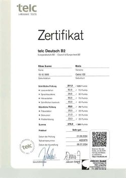 telc Zertifikat Frau R.S.M. 1 imagenes 0 2 e1739436443656 Clases de alemán online