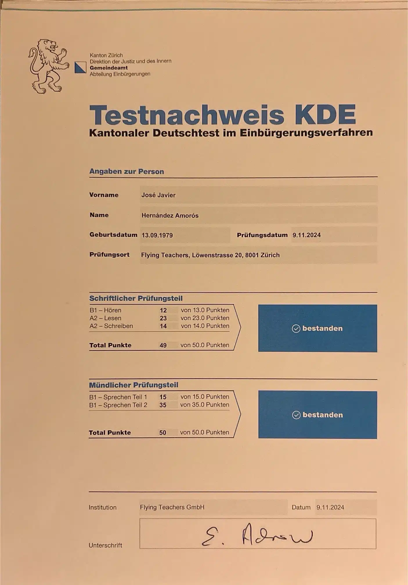 Certificado Clases de alemán online